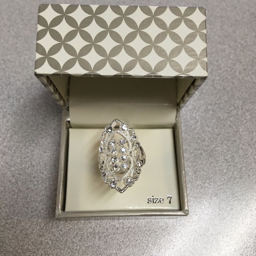 Cz ring pure silver plated sparkle allure